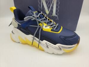 Mazino Lolite-002 Men 9.5 Navy Blue/Yellow/White Sneakers Lace-Up